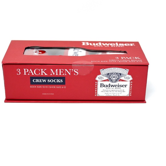 Budweiser Men's Crew Socks Size 10-13, 3 Pack - New - Picture 4 of 7